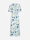 Diane Von Furstenberg Majorie Floral-print Slub Woven Midi Dress In White,light Blue