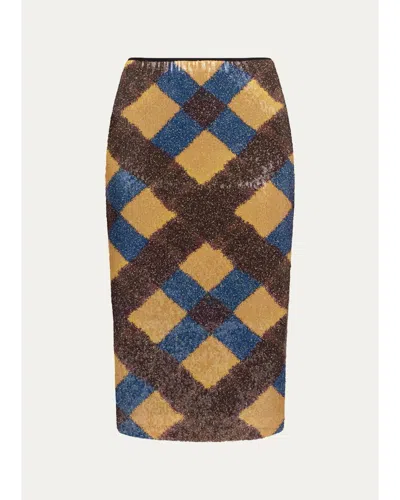 Diane Von Furstenberg Bianca Sequin Mesh Midi Pencil Skirt In Multi