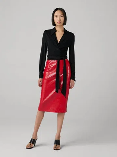Diane Von Furstenberg Bianca Sequin Skirt In Red