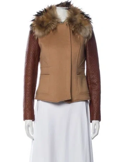 Pre-owned Diane Von Furstenberg Biker Jacket In Brown