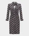 Diane Von Furstenberg Sheshka Printed Jersey Shirt Dress In Bird Weave Berlin