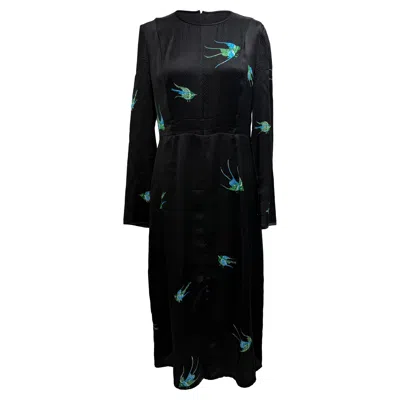 Diane Von Furstenberg Bird-print Midi Dress In Black Silk