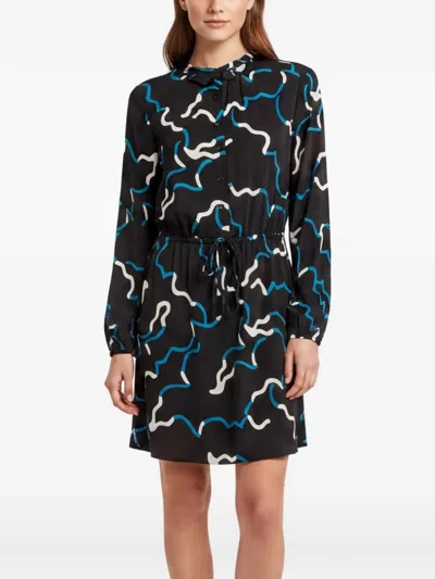 Pre-owned Diane Von Furstenberg Black Abstract Print Stretch Crepe Lindi Mini Dress M