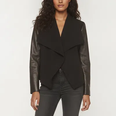 Pre-owned Diane Von Furstenberg Black Crepe And Leather Olympia Jacket M