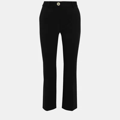 Pre-owned Diane Von Furstenberg Black Crepe Straight-leg Pants M (us 8)