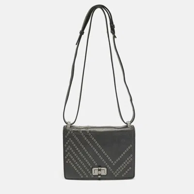 Pre-owned Diane Von Furstenberg Black Leather Eyelet 440 Les Crossbody Bag