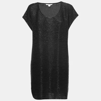 Pre-owned Diane Von Furstenberg Black New Sol Two Bugle Bead Embellished Mini Dress M