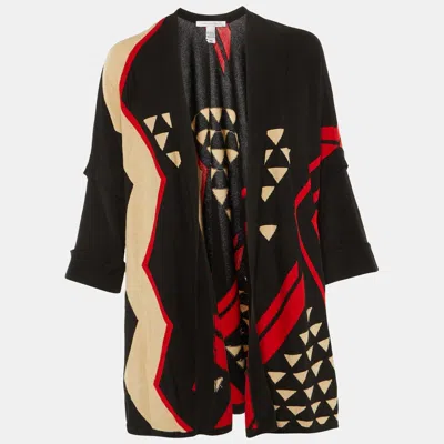 Pre-owned Diane Von Furstenberg Black Silk & Cashmere Bonni Open Cardigan S