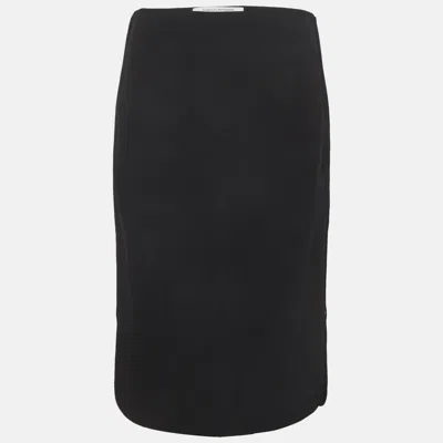 Pre-owned Diane Von Furstenberg Black Stretch Cotton Side Zip Detail Noemi Pencil Skirt M