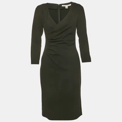 Pre-owned Diane Von Furstenberg Black Stretch Crepe Draped Elliana Dress S