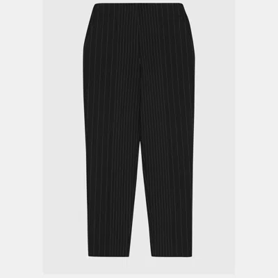 Pre-owned Diane Von Furstenberg Black Striped Crepe Straight Leg Pants M (us 6)