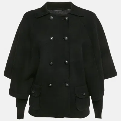 Pre-owned Diane Von Furstenberg Black Wool Abbe Cardigan Cape Xs