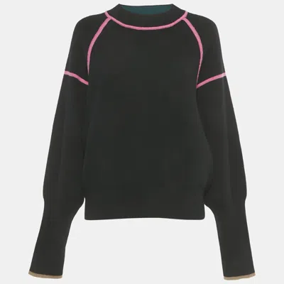 Pre-owned Diane Von Furstenberg Black Wool Blend Rhylee Sweatshirt L