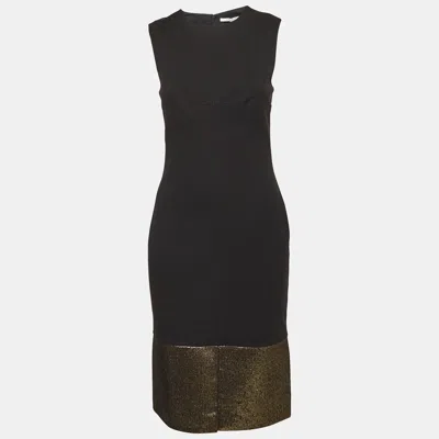 Pre-owned Diane Von Furstenberg Black/gold Lurex And Jersey Blee Midi Dress M
