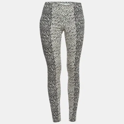 Pre-owned Diane Von Furstenberg Black/white Abstract Print Cotton Blend Skinny Pants S