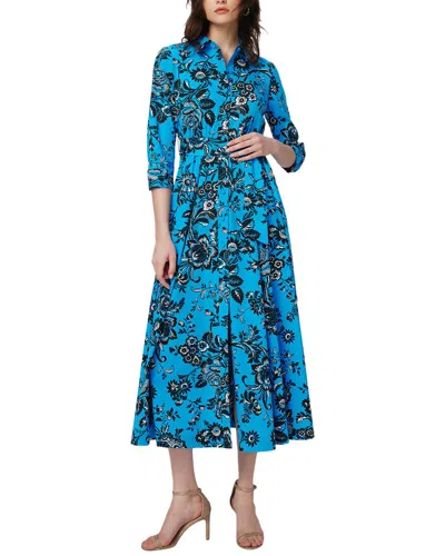 Diane Von Furstenberg Blaine Floral-print Cotton-blend Poplin Midi Shirt Dress In Blue