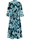 Diane Von Furstenberg Blaine Floral-print Cotton-blend Poplin Midi Shirt Dress In Blue