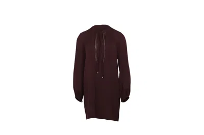 Diane Von Furstenberg Blouson Sleeve Dress In Burgundy Silk In Brown
