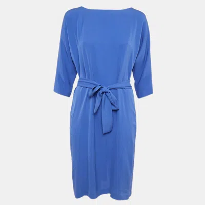 Pre-owned Diane Von Furstenberg Blue Button Front Detail Short Maja Dress M
