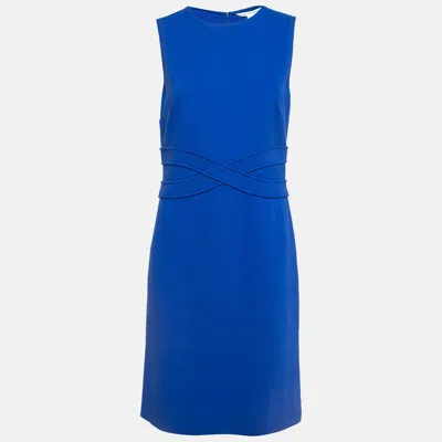 Pre-owned Diane Von Furstenberg Blue Knit Sleeveless Midi Dress M