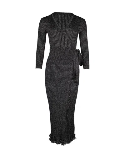 Diane Von Furstenberg Bobbi Wrap Dress In Black Merino Wool