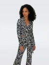 Diane Von Furstenberg Bobbie Wrap Top In Tiny Dvf 50th Crossword Black