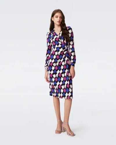 Diane Von Furstenberg Bogna Dress In Brush Tooth Multi