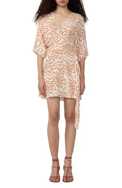 Diane Von Furstenberg Bonnie Print Faux Wrap Minidress In Brown