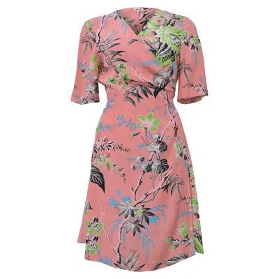 Diane Von Furstenberg Botanical Print Wrap Dress In Pink Silk