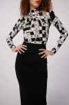 Diane Von Furstenberg Brandy Wool Top In Dvf 50th Cross Word Ivory Med