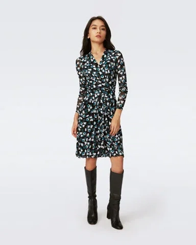 Diane Von Furstenberg Brenda Mesh Faux Wrap Dress In Pianos