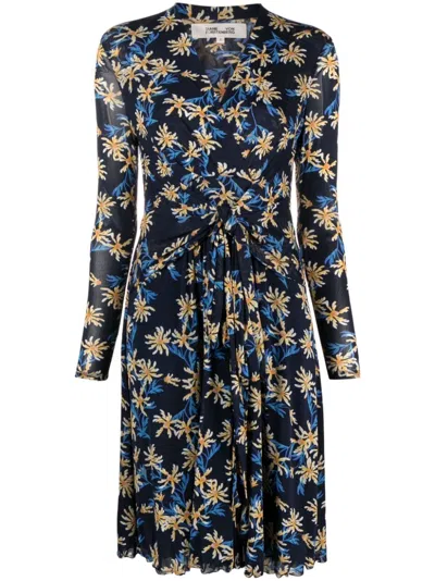 Diane Von Furstenberg Brenda Paris Floral-pattern Midi Dress In Blue