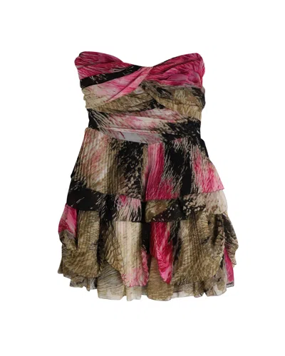 Diane Von Furstenberg Brighton Strapless Tiered Mini Dress In Multicolor Silk