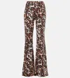 Diane Von Furstenberg Brooklyn Leopard-print Flared Jersey Trousers In Brown
