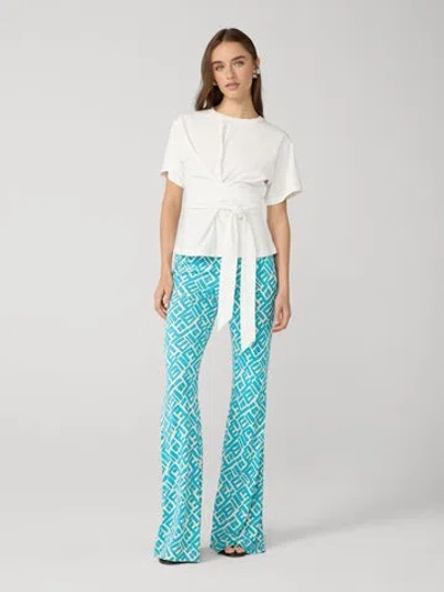 Diane Von Furstenberg Brooklyn Pants In Accra Geo Mini Aquamarine