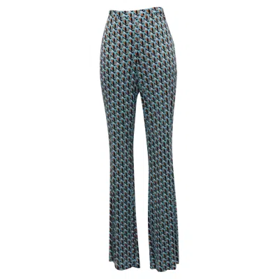 Diane Von Furstenberg Brooklyn Printed Flared Trousers In Multicolor Viscose In Blue