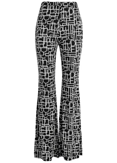 Diane Von Furstenberg Brooklyn Printed Jersey Trousers In Black And White