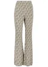 Diane Von Furstenberg Brooklyn Printed Stretch-jersey Flared Pants In Khaki