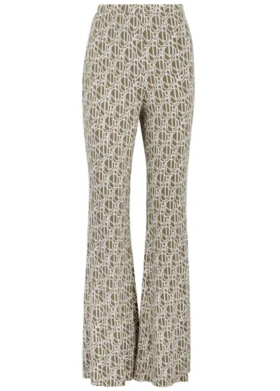 Diane Von Furstenberg Brooklyn Printed Stretch-jersey Flared Pants In Green