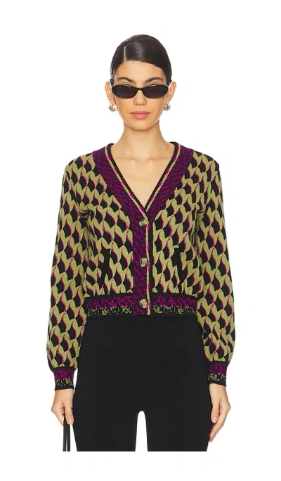 Diane Von Furstenberg Bryant Cardigan In Olive,purple