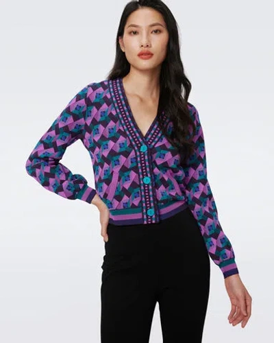 Diane Von Furstenberg Bryant Knit Jacquard Cardigan In Pink