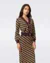 Diane Von Furstenberg Bryant Knit Jacquard Cardigan In Bird Weave Misty Green