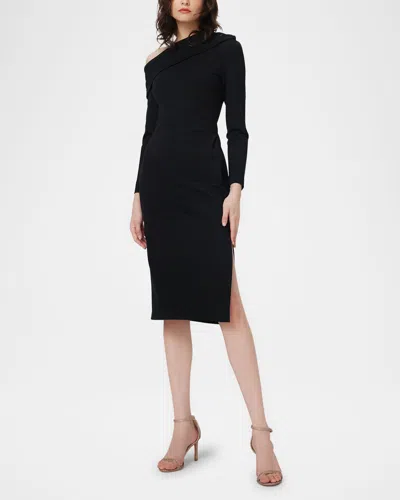 Diane Von Furstenberg Buffy Pleated One-shoulder Dress In Black