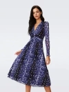 Diane Von Furstenberg Burton Spotted Twist-front Midi Dress In Fawn Perfect Navy