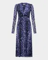 Diane Von Furstenberg Burton Spotted Twist-front Midi Dress In Fawn Perfect Navy