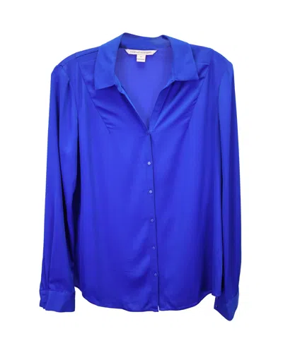 Diane Von Furstenberg Button-up Blouse In Blue Polyester Silk