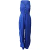 Diane Von Furstenberg Button Up Fitted Jumpsuit In Blue Linen In Blue