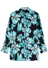 Diane Von Furstenberg Caleb Floral-print Stretch-cotton Blouse In Black