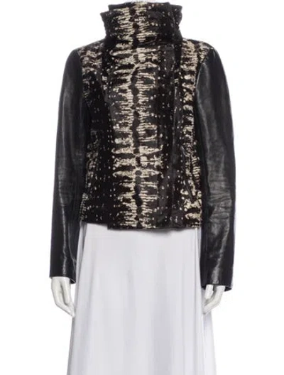 Pre-owned Diane Von Furstenberg Calf Hair Printed Faux Fur Jacket