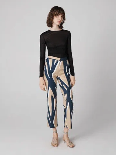 Diane Von Furstenberg Calliope Pants In Giant Shadow Twigs Beige